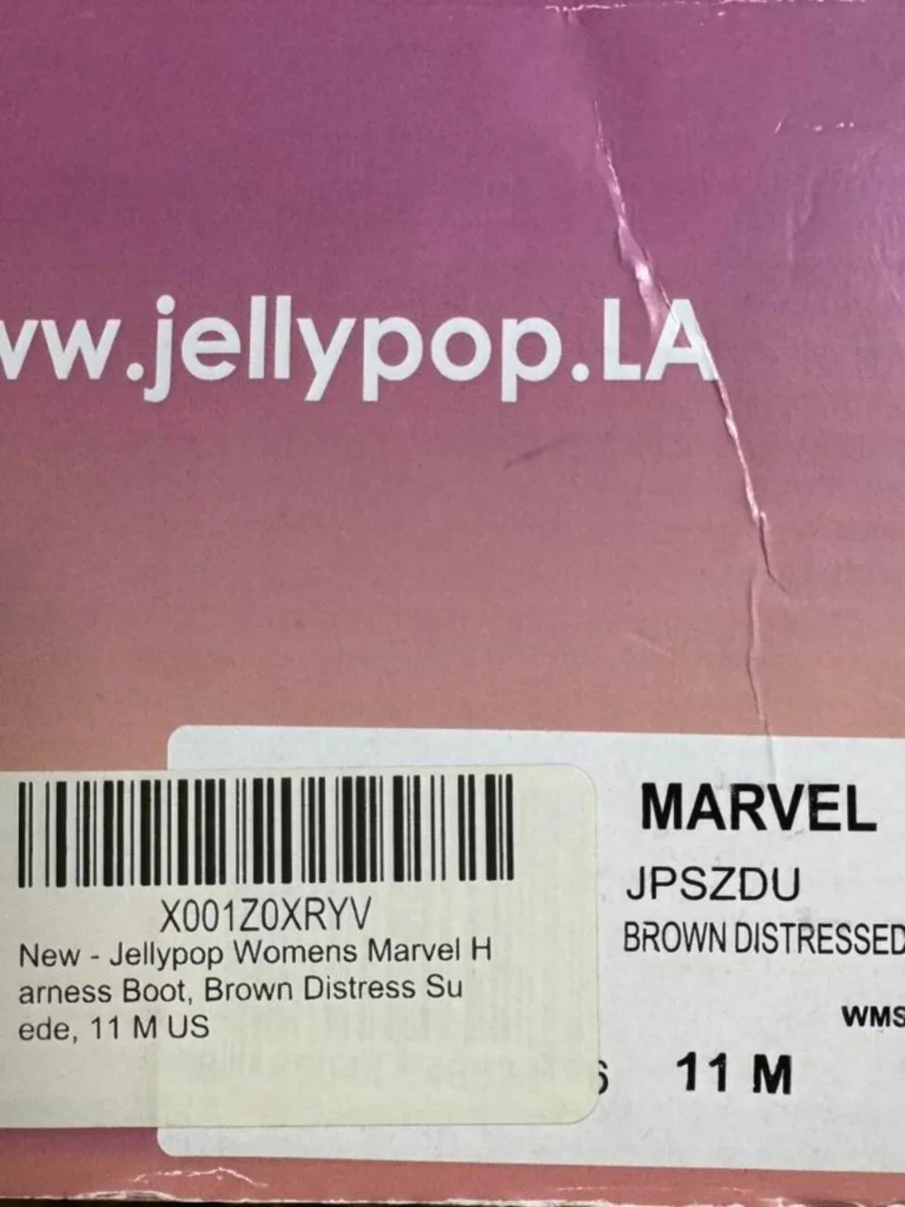 Jellypop Marvel Harness Boot, Brown Distressed Suede Size 11